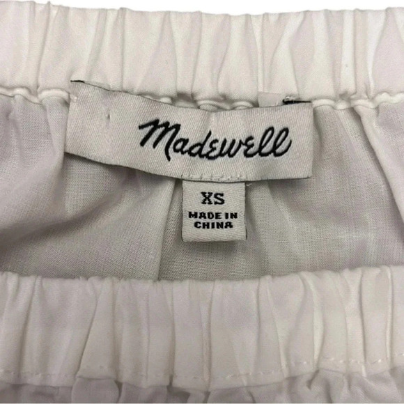 Madewell Embroidered Off-the-Shoulder White Top Floral Boho Crop Relaxed Fit - Picture 9 of 11